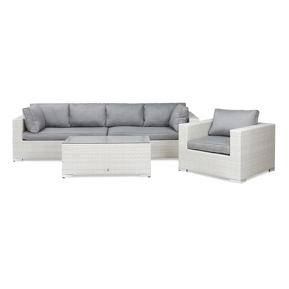 Loungegrupp Comfort Garden Bahamas 5-sits Bord Utefåtölj Vit Utomhus