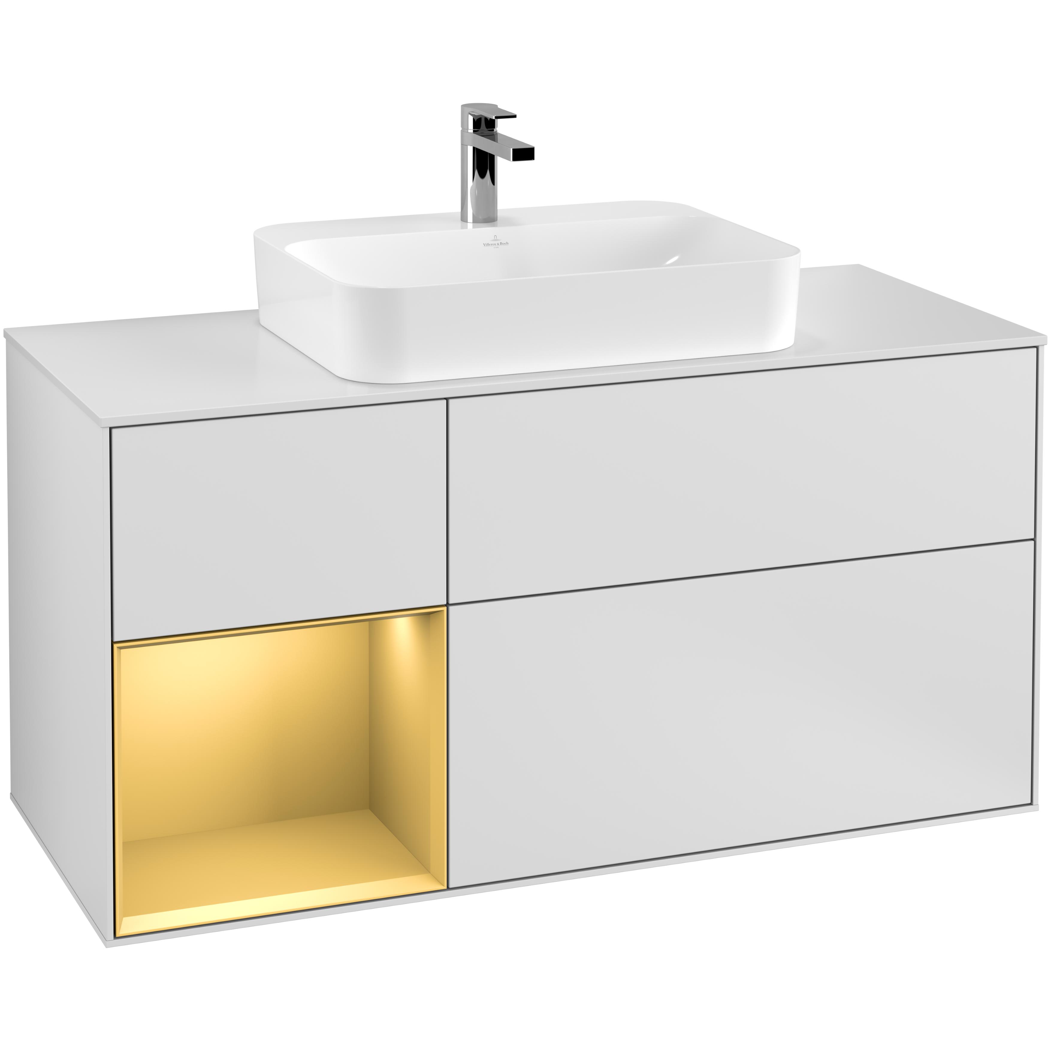 Tvättställsskåp Villeroy & Boch Finion med 3 Lådor Hylla och Bänkskiva för Ytmonterat Tvättställ