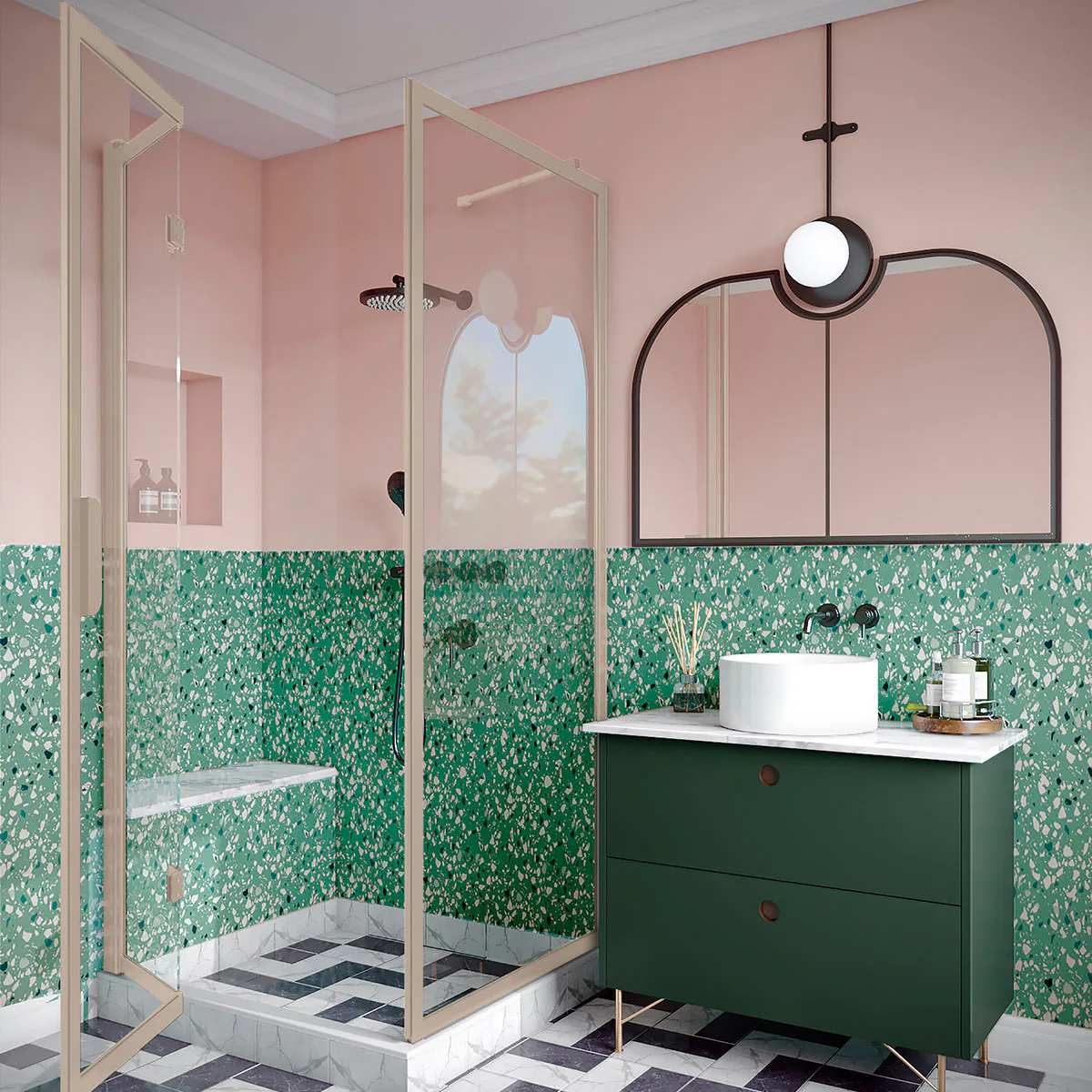 Duschhörn Hietakari Bläk 887 New York Fast Vägg och Vikbara Dörr