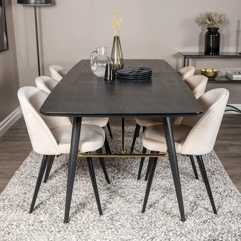 Matgrupp Venture Home Gold med 6 Velvet Stolar