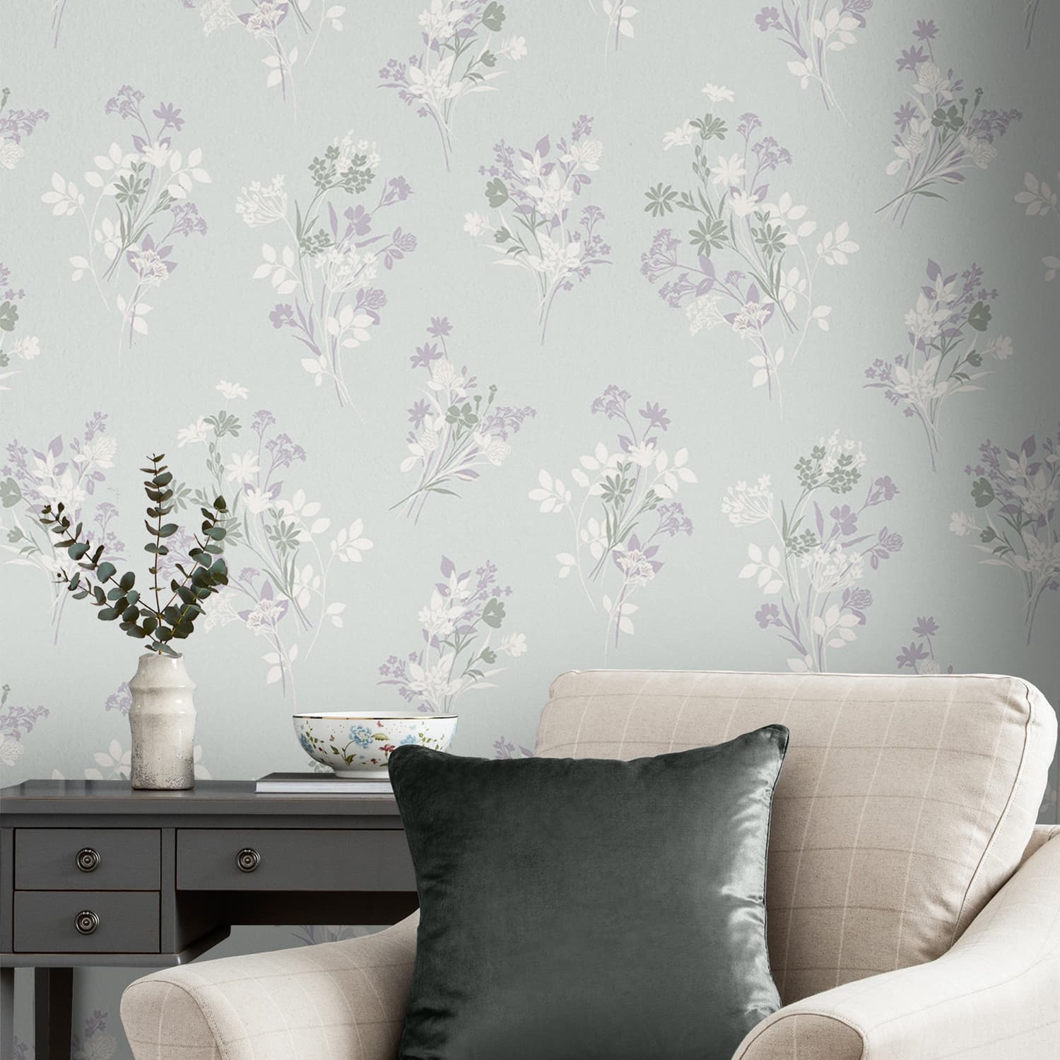 Tapet Laura Ashley Igerna Pale Duck Egg Blå 119857