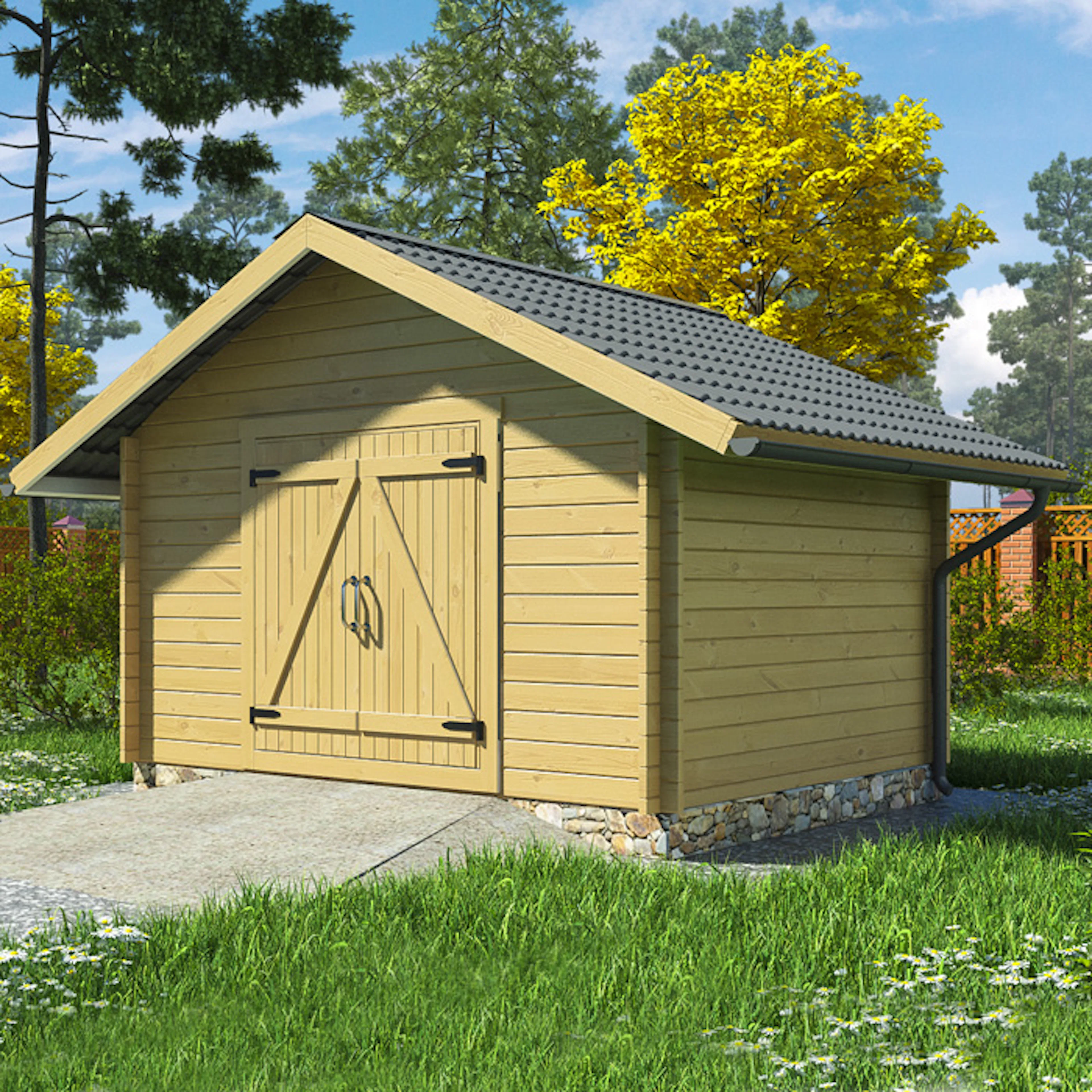 Timmerlada LP Garden S10 10 m² Förråd med Täta Väggar i Obehandlat Trä