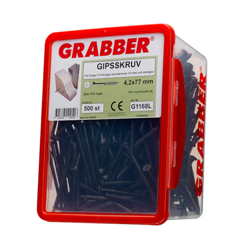 Gipsskruv Grabber mot Stål och Trä