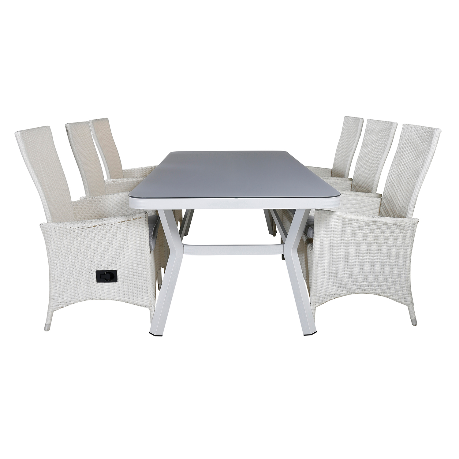 Matgrupp Utomhus Venture Home Virya 160x90 cm med 6 Padova ReclinerUtefåtöljer