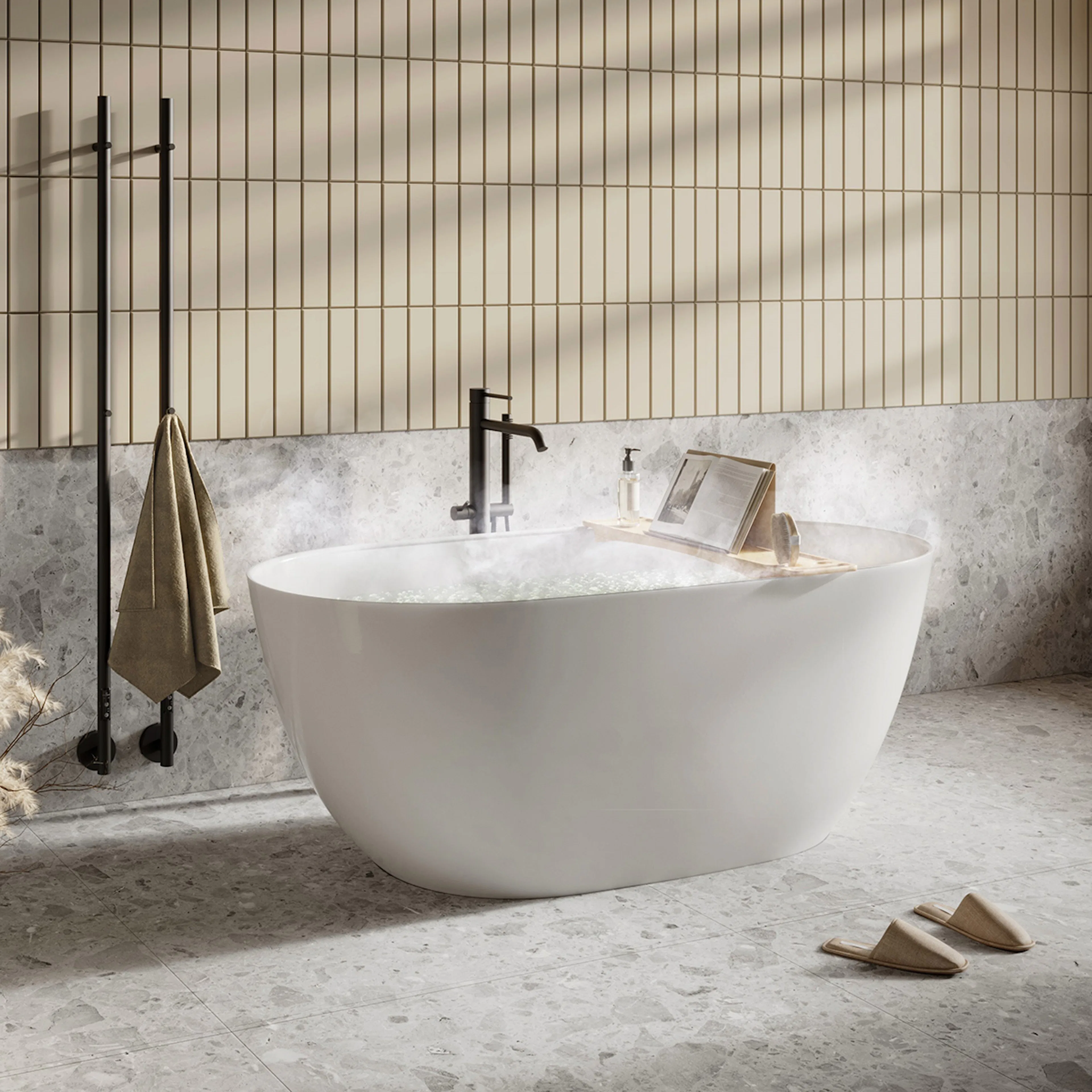 Arden fristående badkar 1600x740mm, Vit Matt