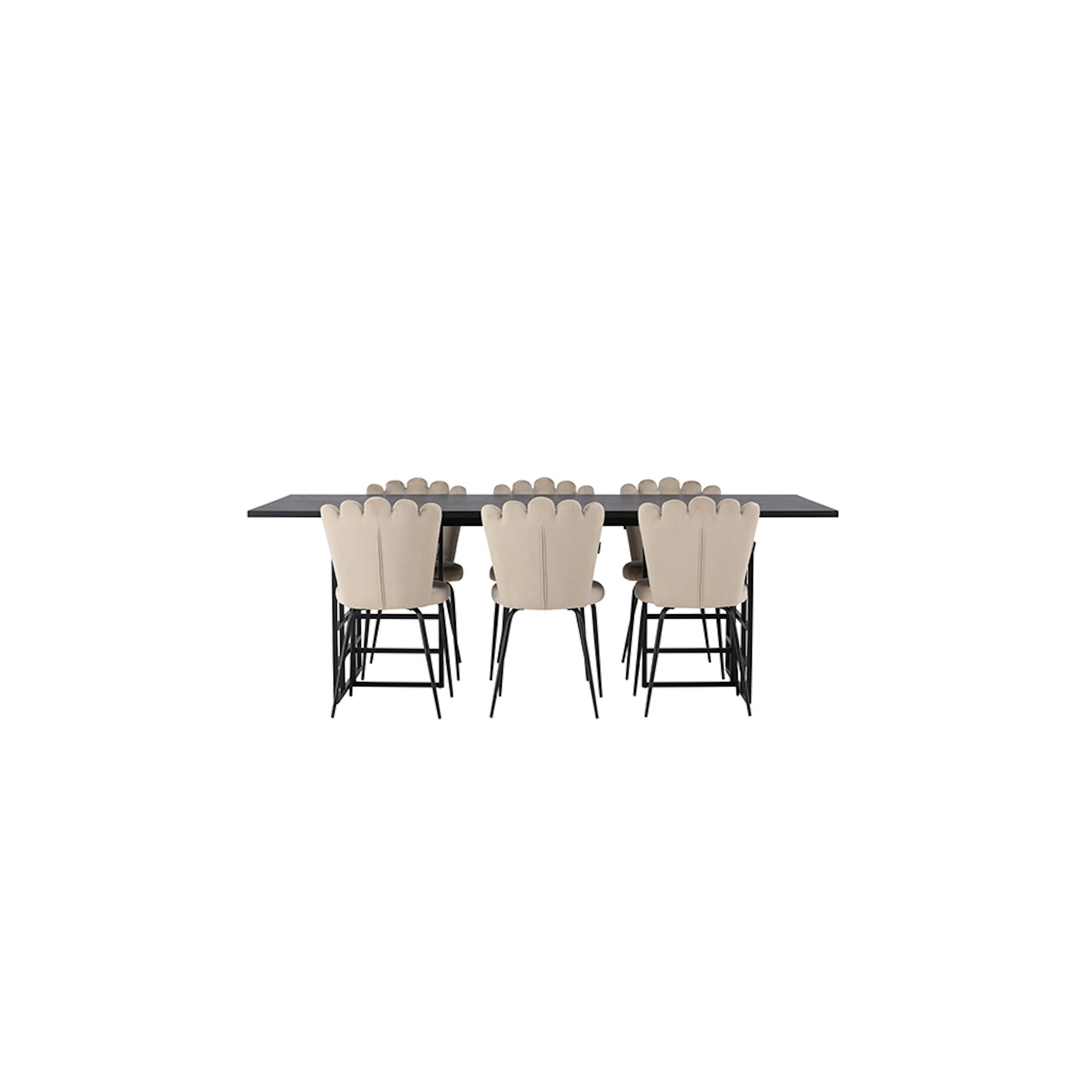 Matgrupp Venture Home Ystad med 6 st Limhamn stolar Svart/Beige