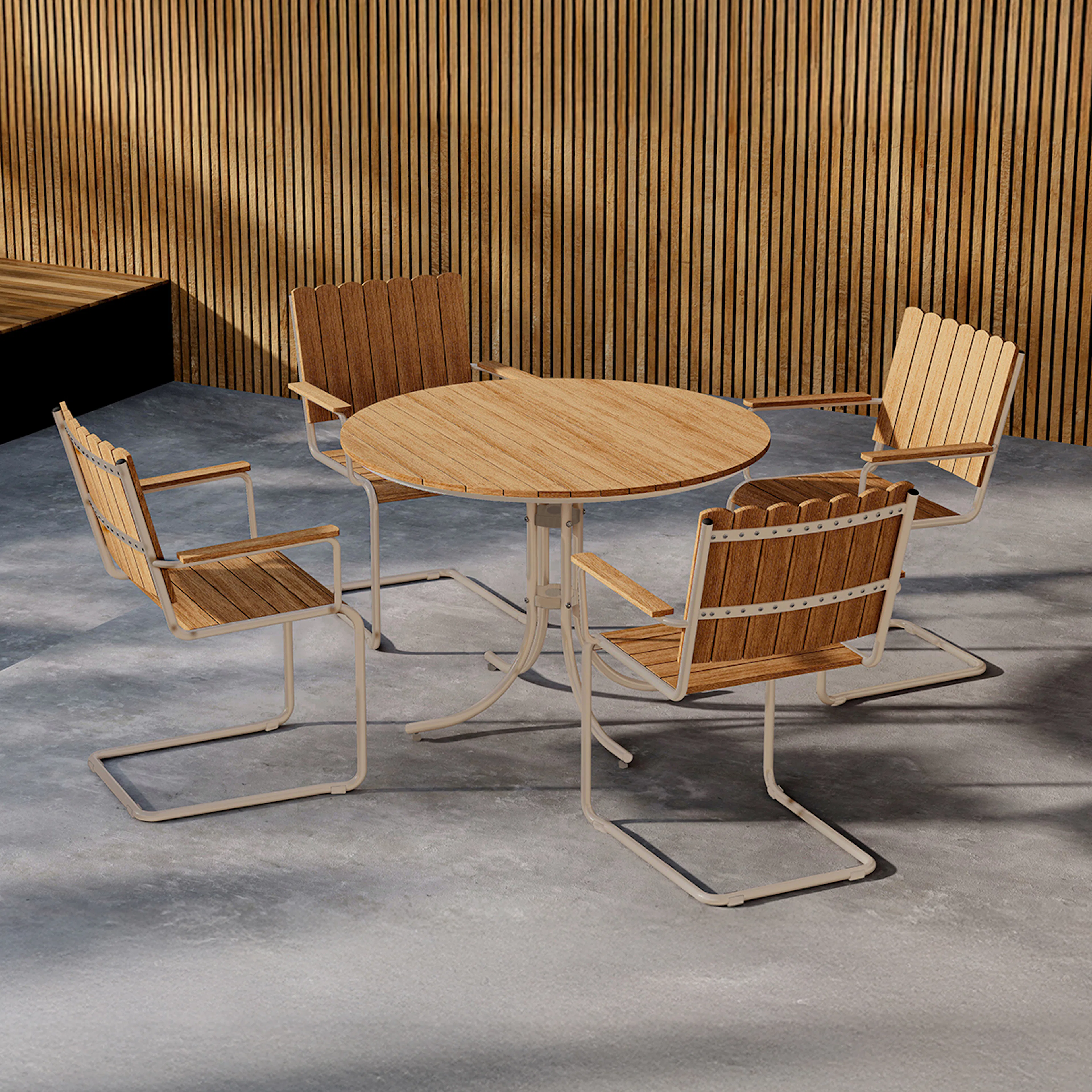 Holmsund Dining Set - Beige / Polywood Beige