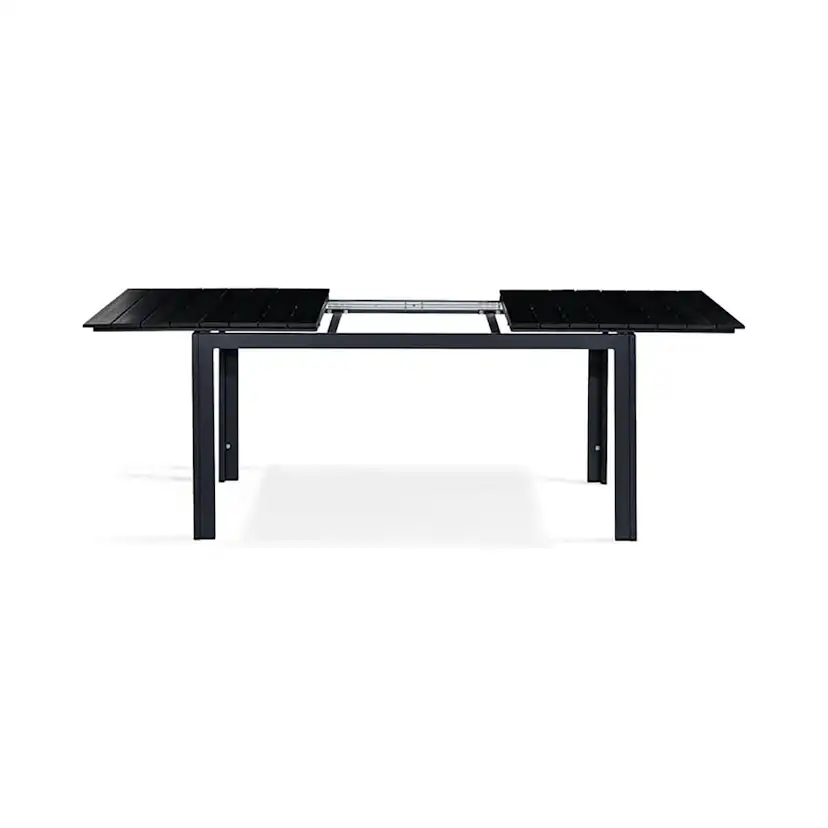 Trädgårdsbord Comfort Garden Tunis, Svart Förlängningsbart Utebord 90x160-220 cm i Aluminium/Aintwood