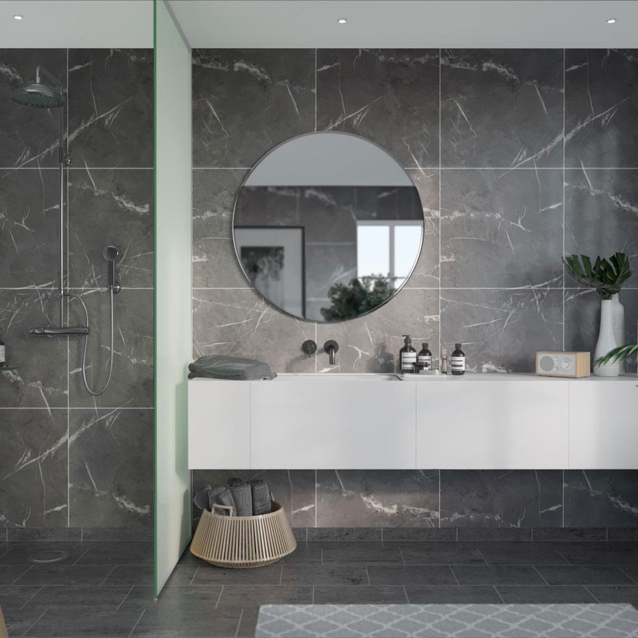 Våtrumsskiva Fibo Black Marble 2272-M6060S