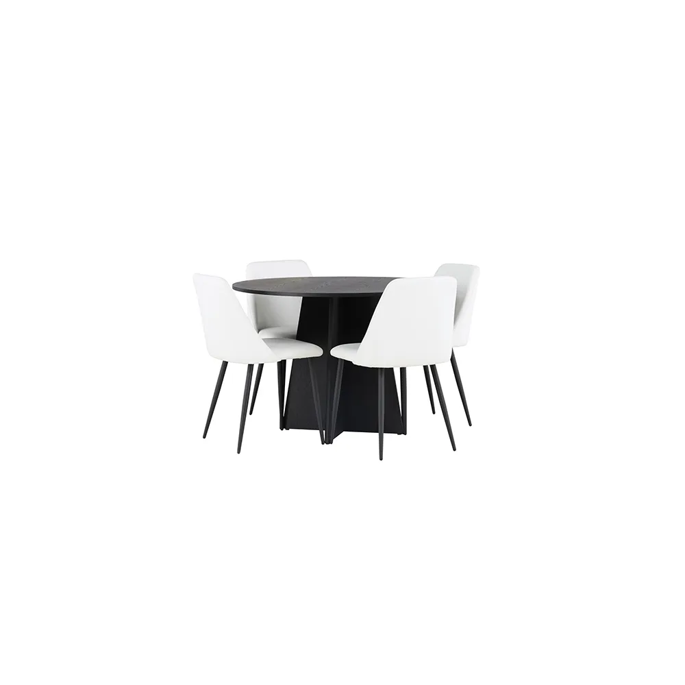 Matgrupp Venture Home Bootcut Ø110 cm med 4 st Night stolar Vit