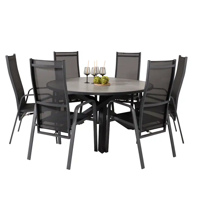 Parma - Table ø 140 - Svart Alu /Grey Aintwood+Copacabana Re Svart/Grå