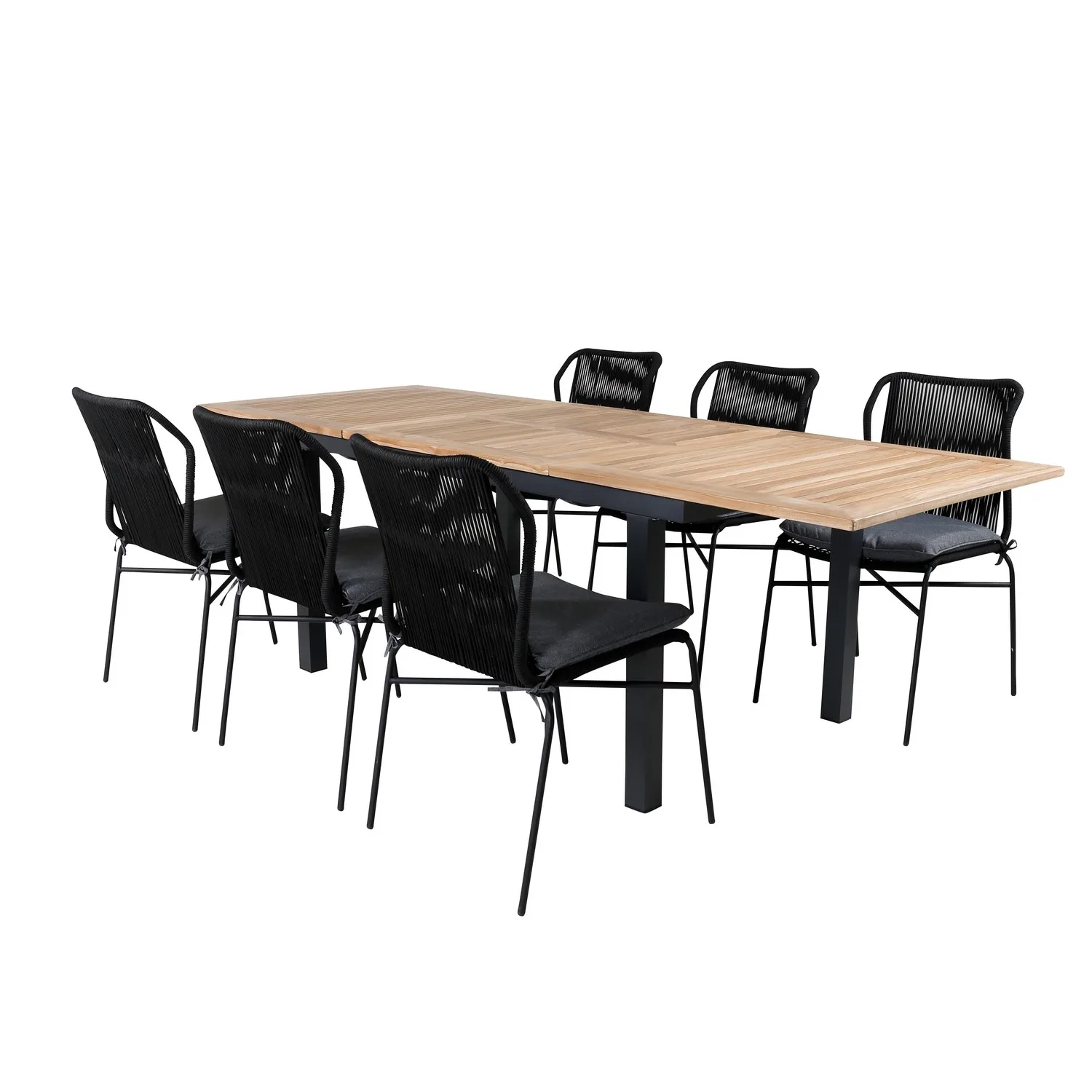 Matgrupp Venture Home Perla 152 med 6 Jefferson Stapelbara Matstolar