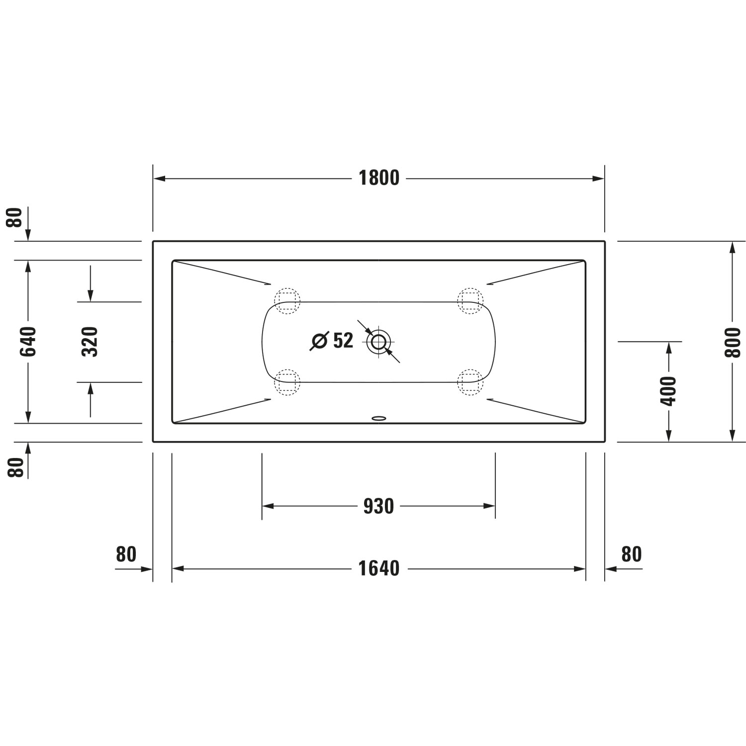 Badkar Kanel Matt 1800x800 mm Kanel