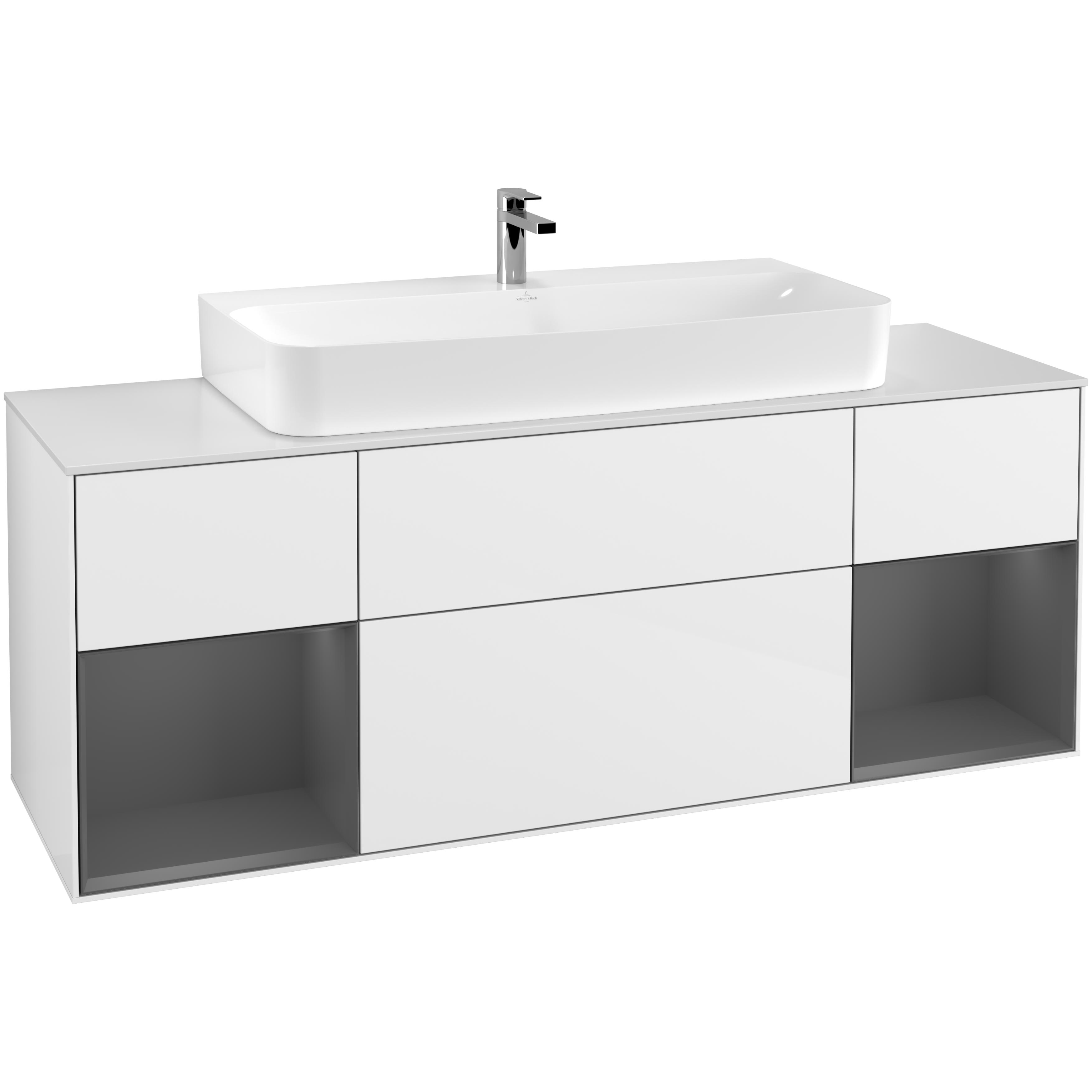 Tvättställsskåp Villeroy & Boch Finion med Två Hyllor och Bänkskiva för Centrerat Tvättställ