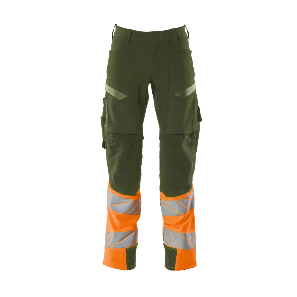 Mascot ACCELERATE SAFE Byxor med knäfickor 19179-511-3314 Storlek: 76C46, Färg: Mossgrön/hi-vis Orange