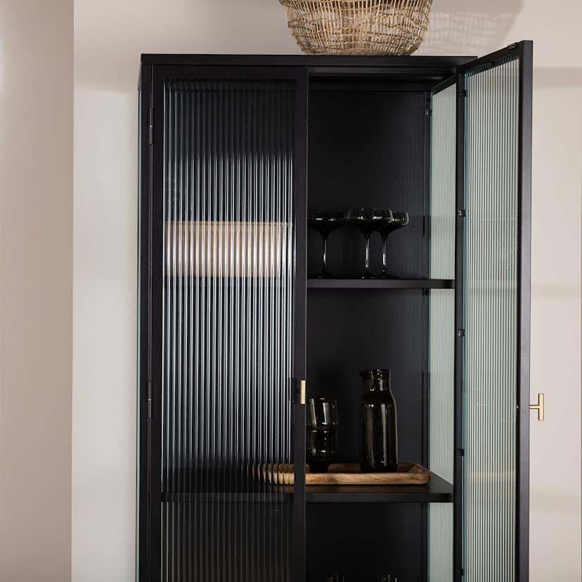 Vitrinskåp Venture Home Garis Svart Stål 160cm