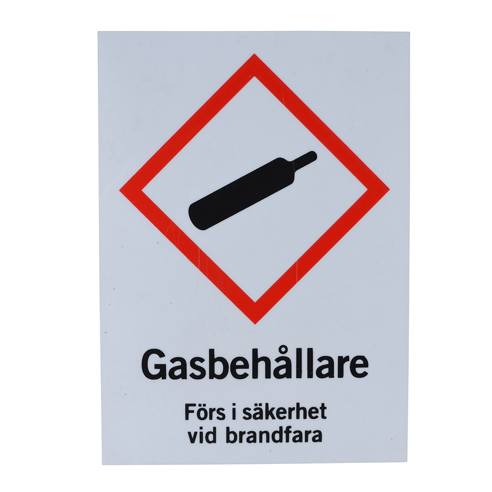 Skylt Willab Gasbehållare