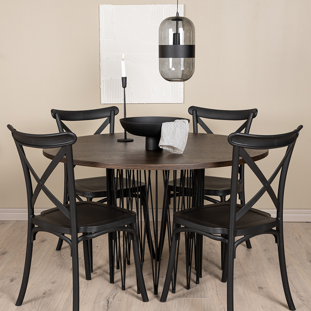 Matgrupp furniture/fashion Stone Rund med 4 Crosett Stolar