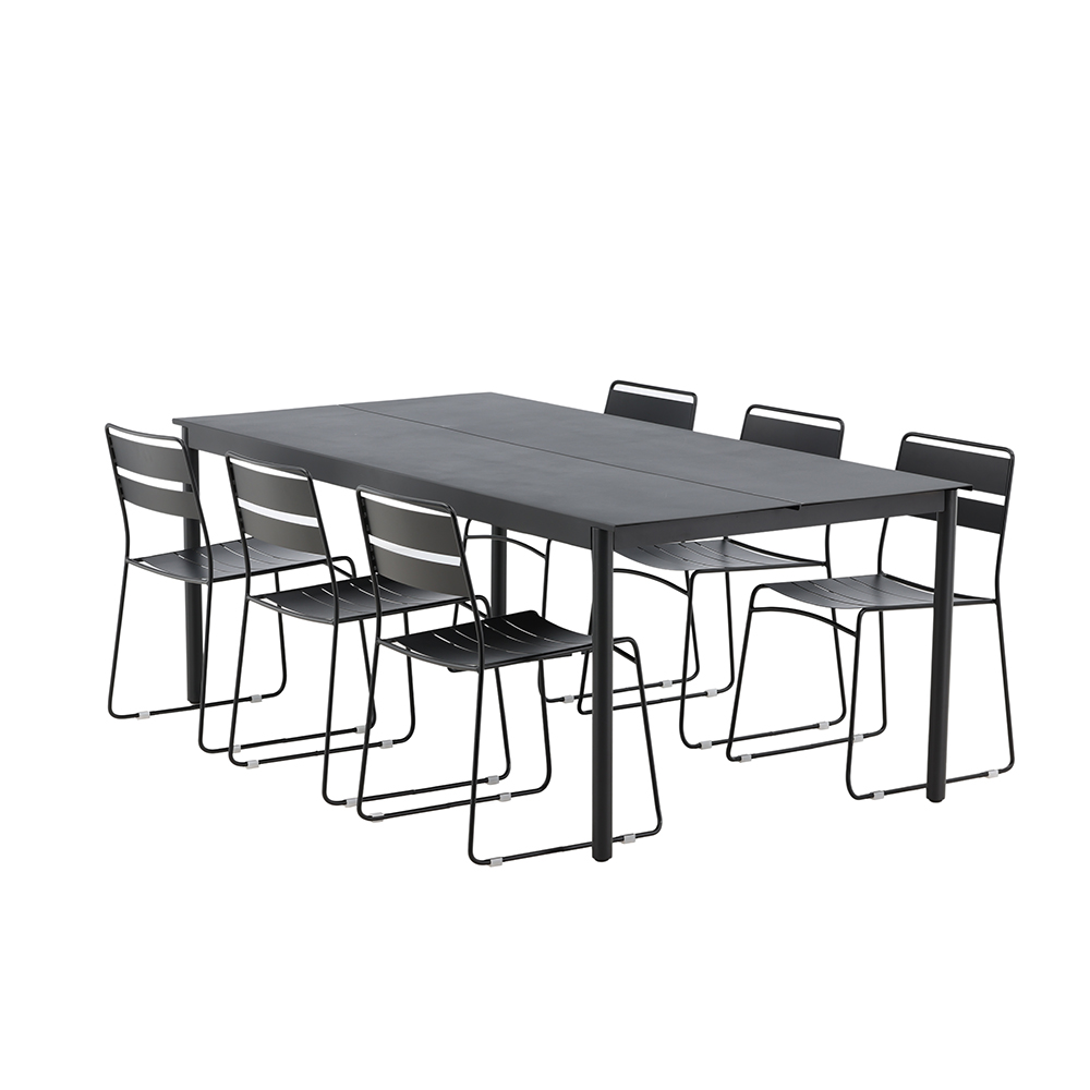 Modena - Dining Table- Black - Aluminium - 200*100cm _1+ Lin Svart