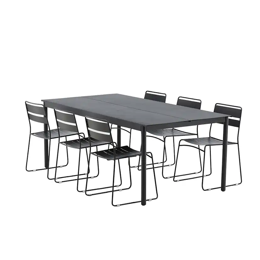 Modena - Dining Table- Black - Aluminium - 200*100cm _1+ Lin Svart