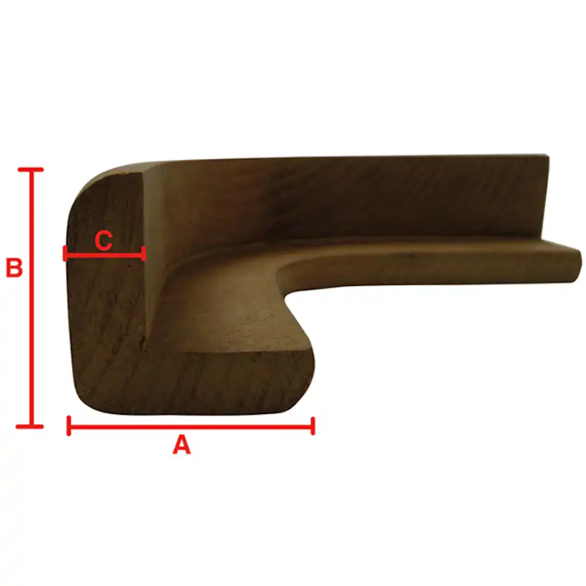 Teakhörn Roca L-list Utsides 22 Radie 50/90°