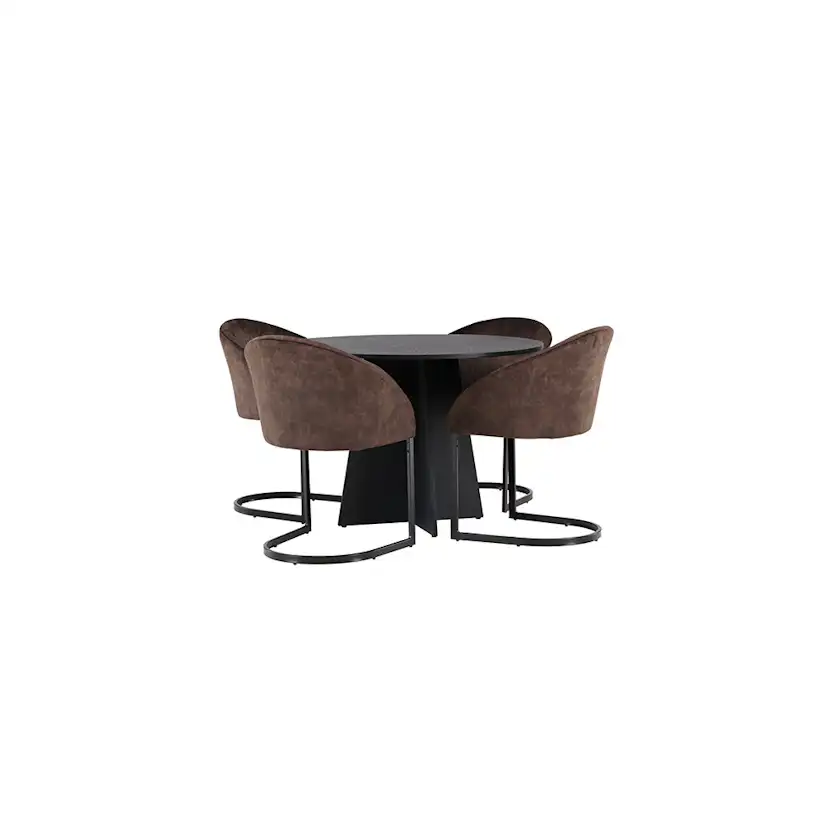 Matgrupp Venture Home Bootcut Ø110 cm med 4 st Evening stolar