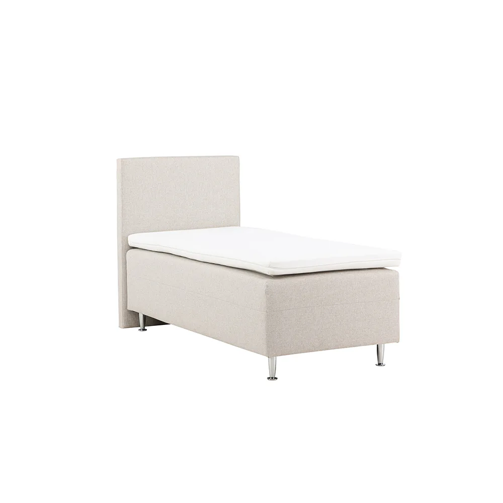 Mesa Bed 90*200 - Matte Silver / Beige Fabric Lino 02 Beige