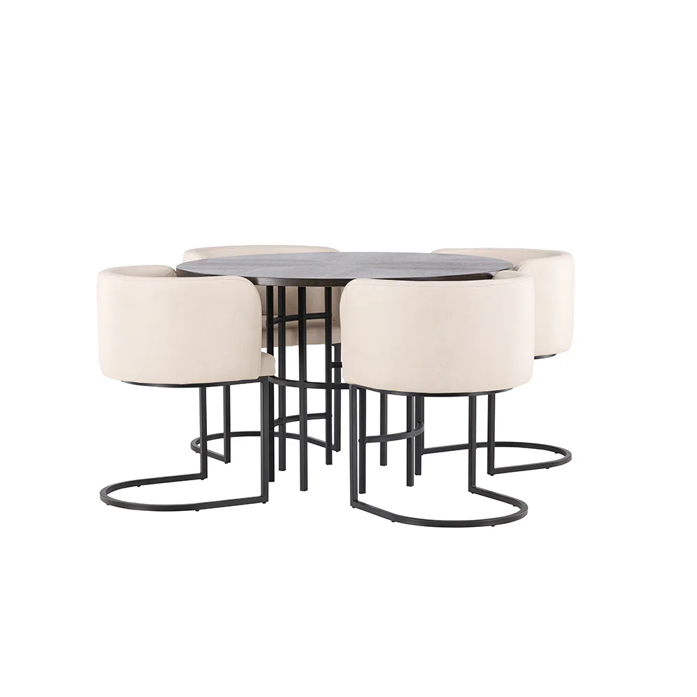 Copenhagen Dining Table - Black / Mocca Veneer +Simrishman D Mocka/Beige