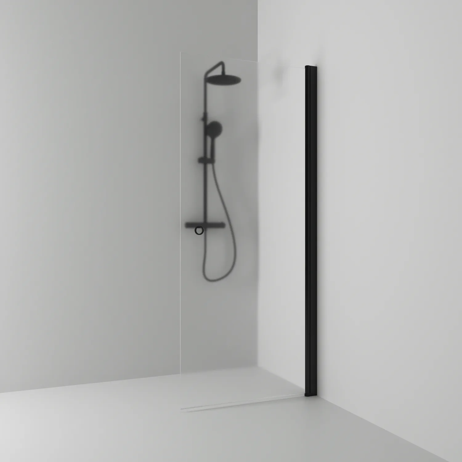 Skärm Rak Skoga HG Sv/Fr 97 B: 970 mm, H: 1980 mm, Profil: Svart matt, Frostglas