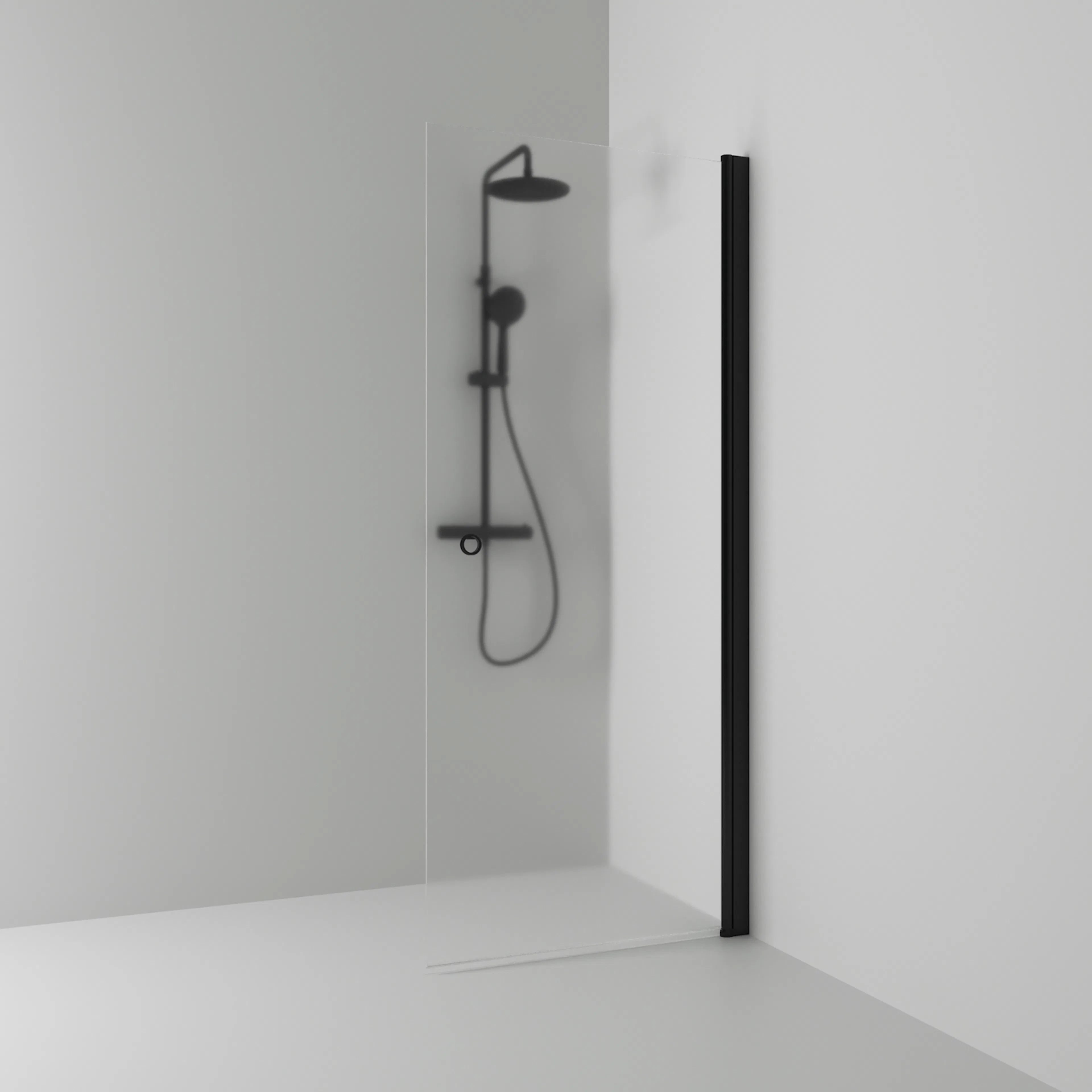 Skärm Rak Skoga HG Sv/Fr 97 B: 970 mm, H: 1980 mm, Profil: Svart matt, Frostglas