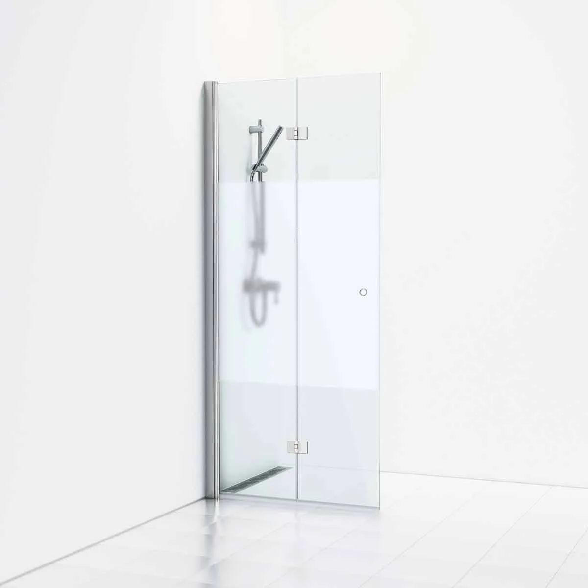 Duschvägg Skoga Vikbar 97x3x198 Alu Blank/Halvfrost Intht 97x3x198, Alu Blank/Halvfrost Integrerat handtag