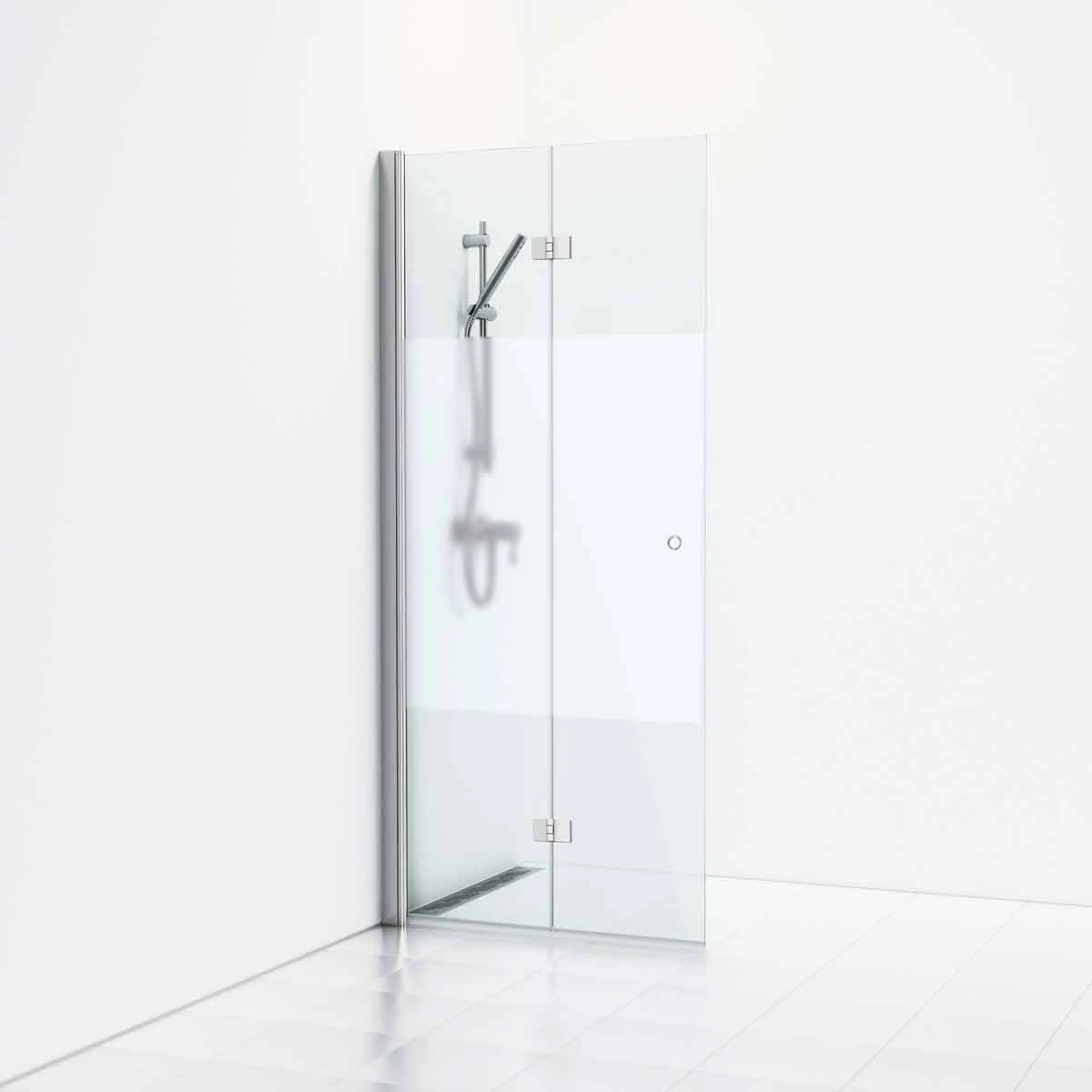 Duschvägg Skoga Vikbar 97x3x198 Alu Blank/Halvfrost Intht 97x3x198, Alu Blank/Halvfrost Integrerat handtag