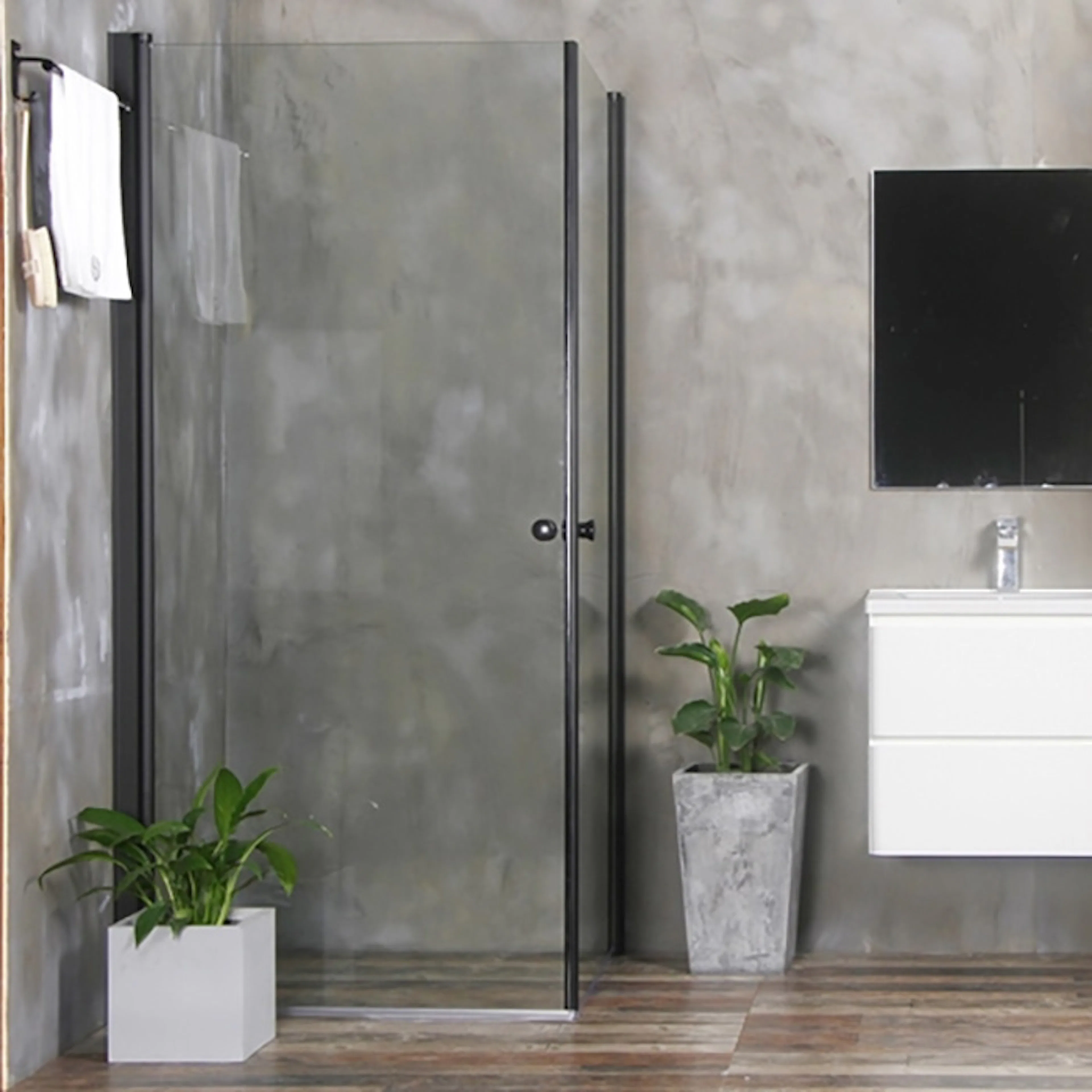 Duschhörna Bathlife Mångsidig Rak Dörr 700 + Rak Dörr 700 Sva Dörr 700 + Dörr 700 Svart