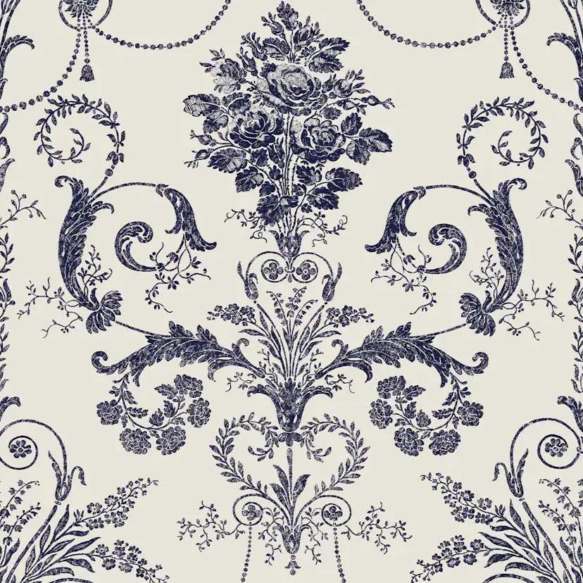 Tapet Laura Ashley Josette Off Vit& MidNacht 113387 EasyUp, Mönstrad Vit