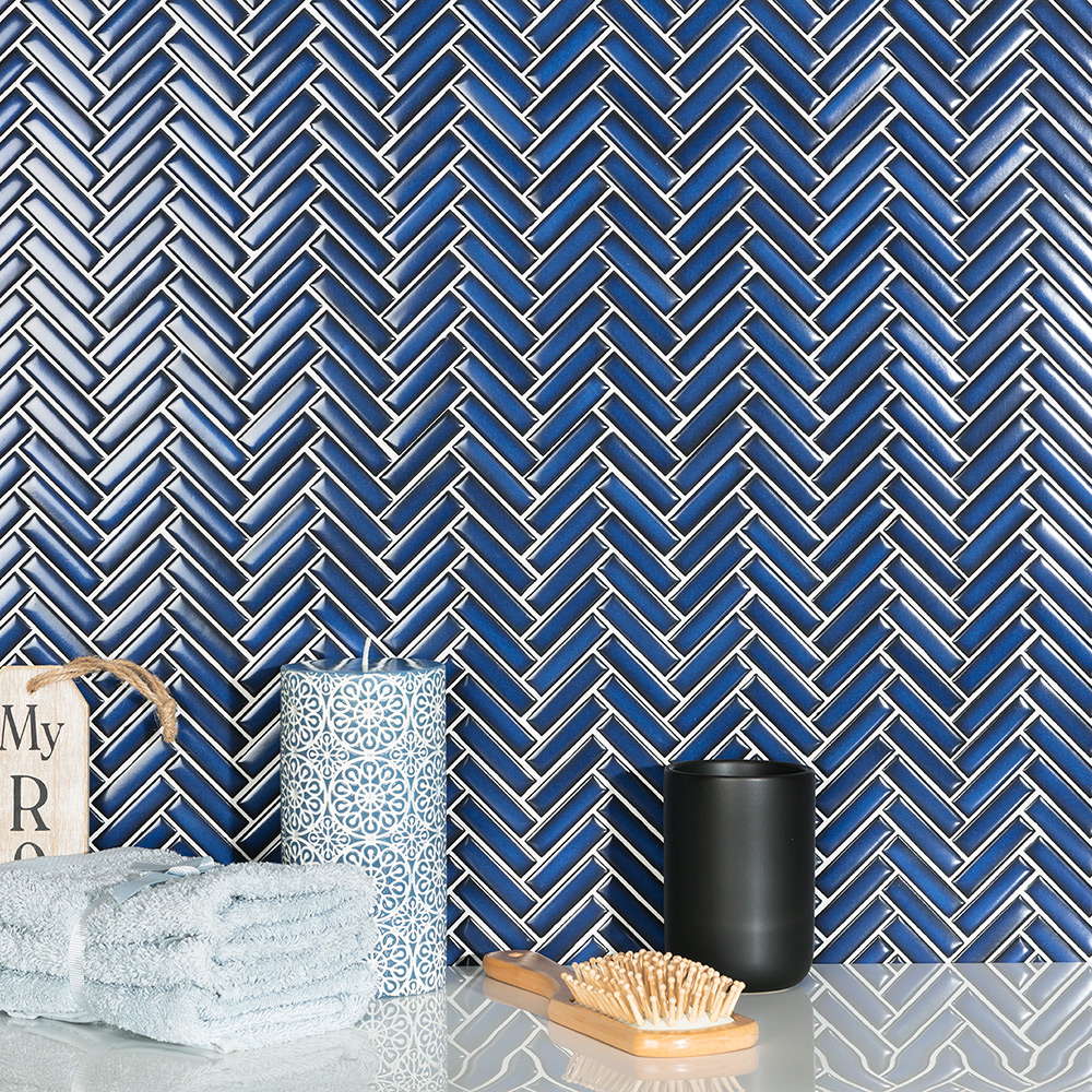 Mosaik Lhådös Fishbone Blue Glossy cm