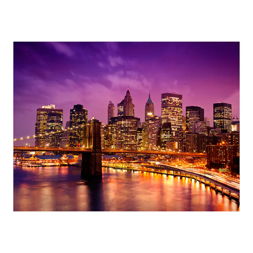 Fototapet Arkiio Manhattan Och Brooklyn Bridge På Natten