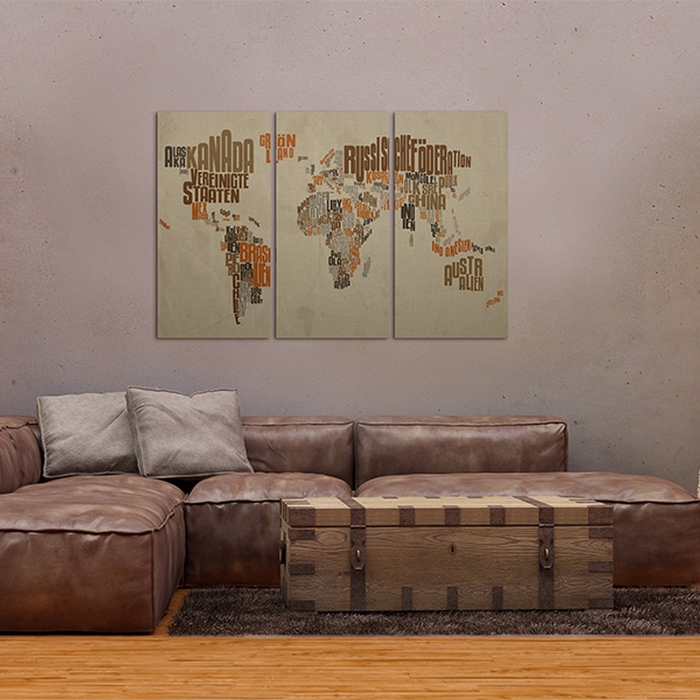 Tavla Arkiio Karta Över Världen Tyska Triptych