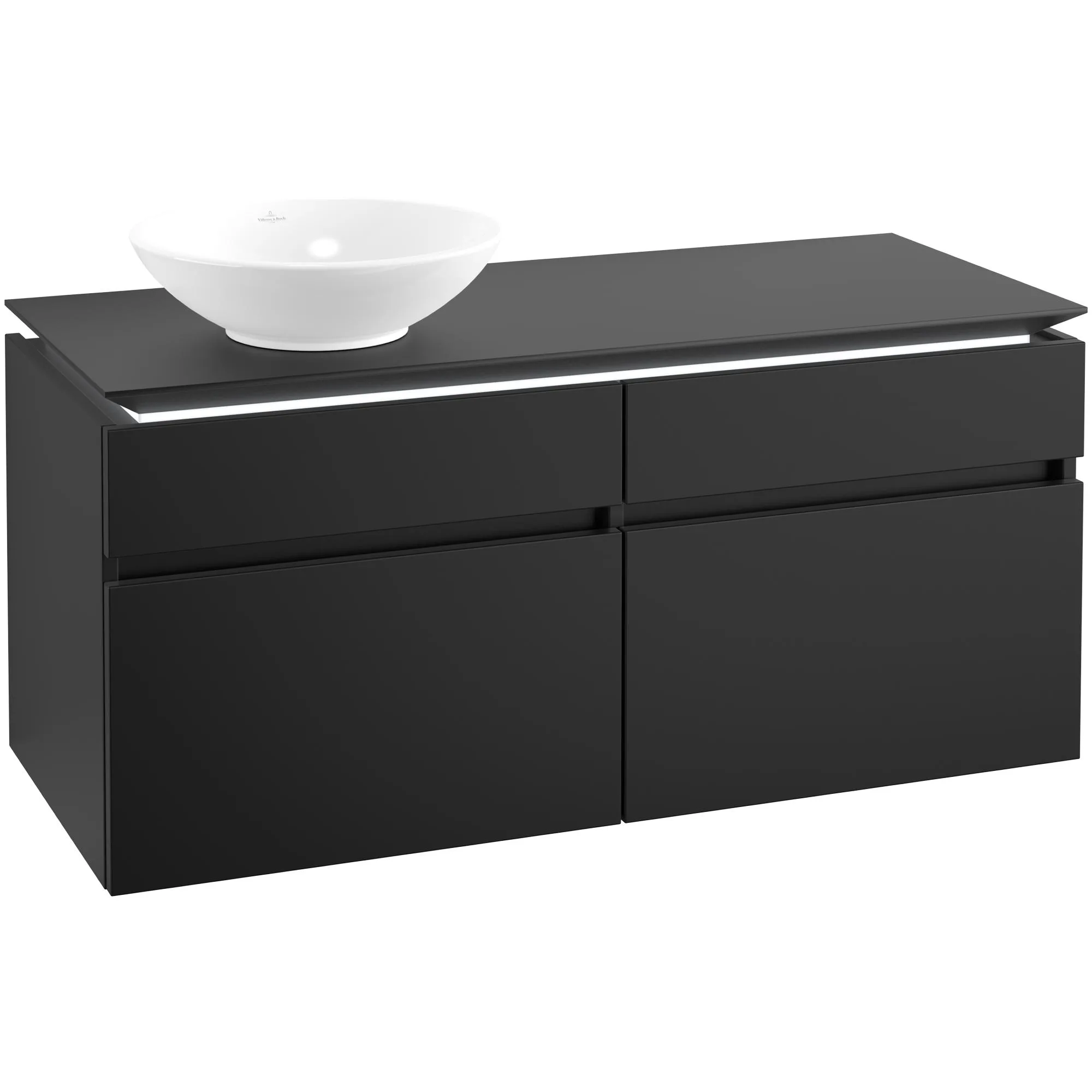 Tvättställsskåp Villeroy & Boch Legato 1200 med 4 Lådor för Ocentrerat Ytmonterat Tvättställ
