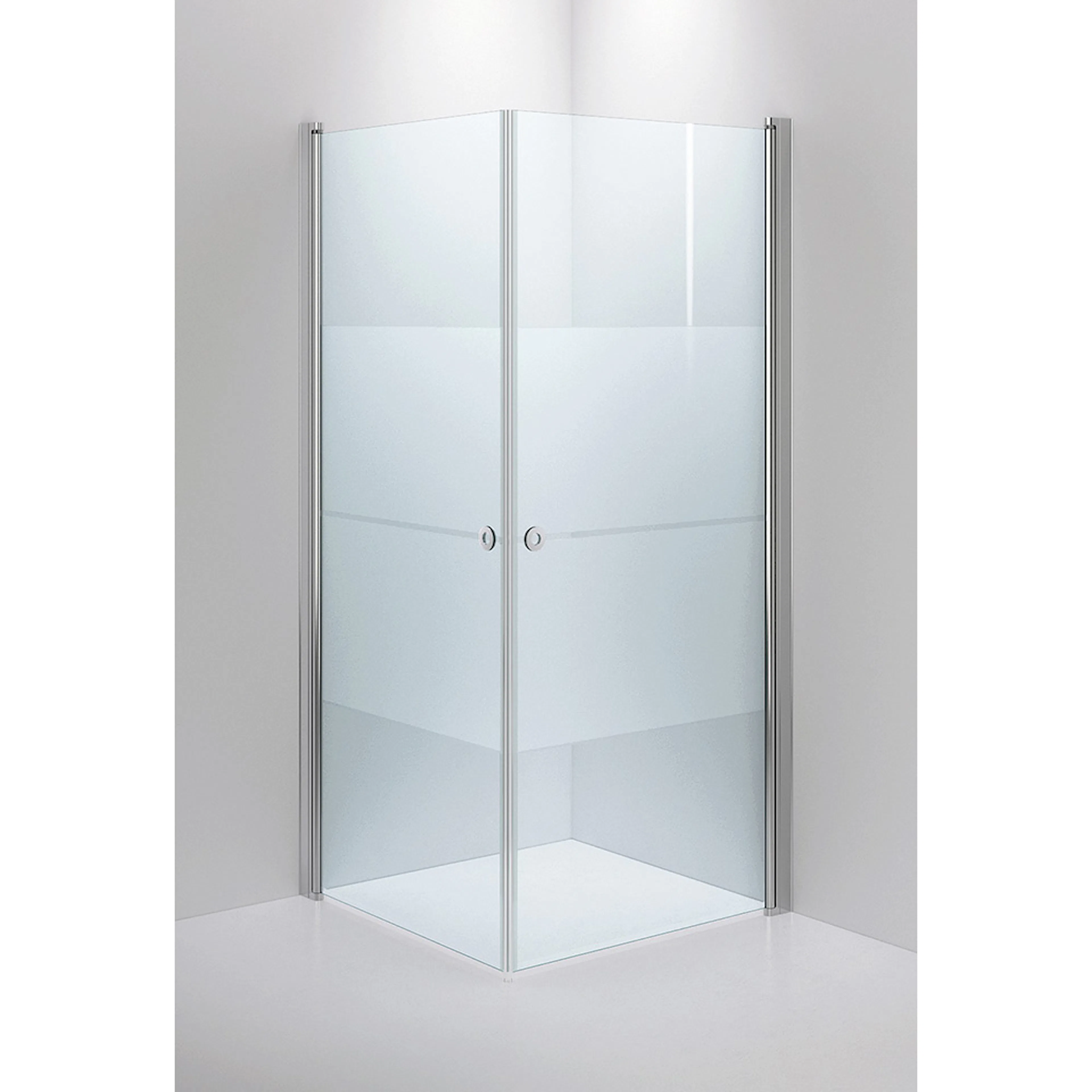 INR LINC Angel Strimma Profil Blank 900x900 Grepp Cirkel bla 900x900 mm, Mönstrat Glas, Blank Aluminium