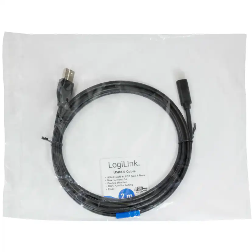 Kabel LogiLink USB3.2 Gen1x1 USB-C - USB-B 3.0 2 m