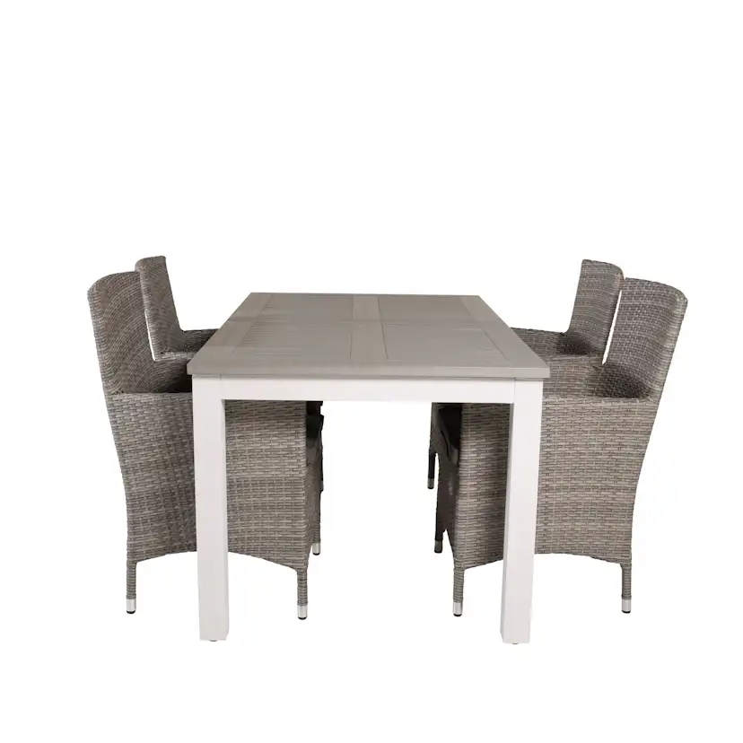 Albany Dining Table 152/210*90 - White Alu / Grey Aintwood+M Grå