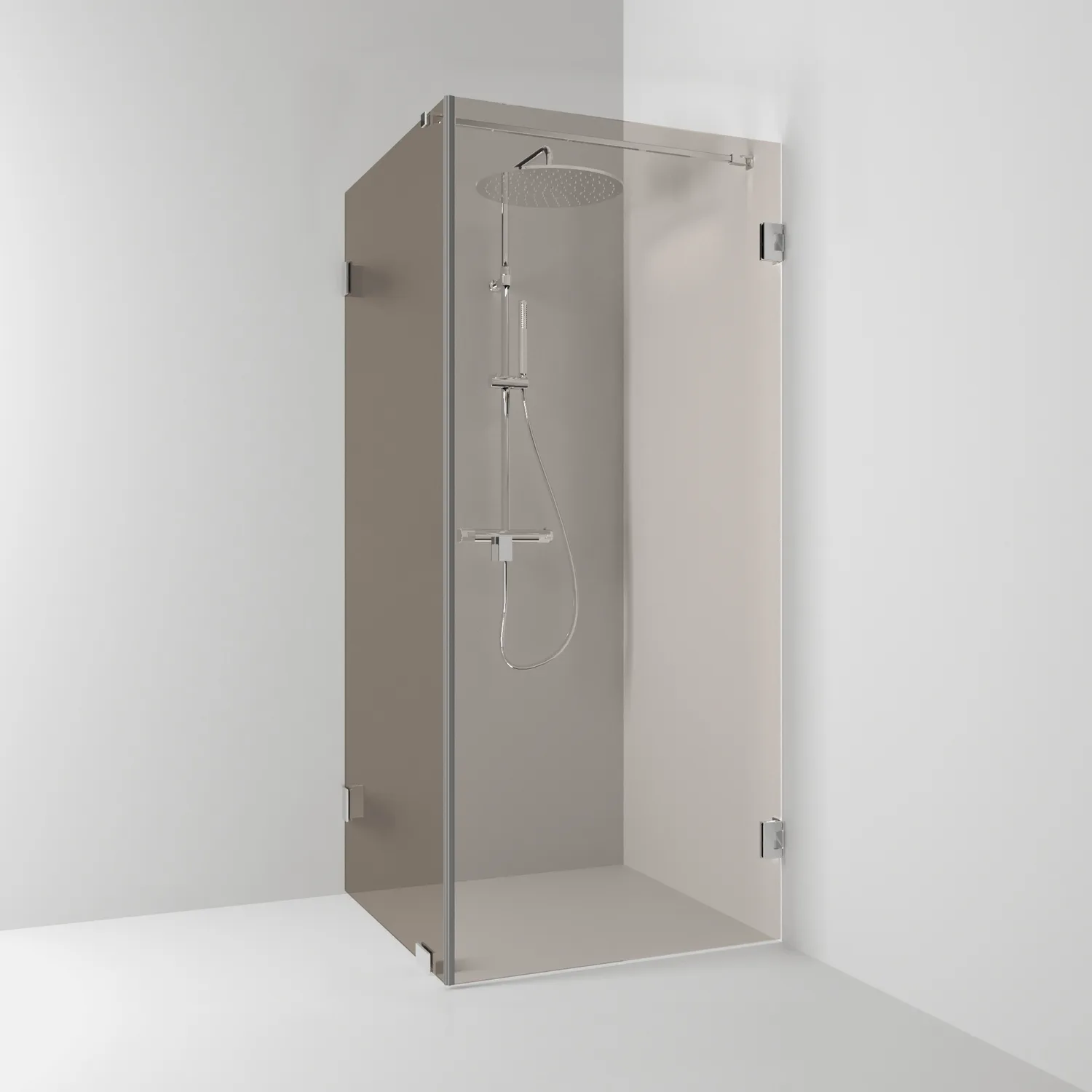 Hörn Kombi Brons/Krom 90x80 Profil: Krom, Bronsglas, Fast vägg: 900 mm, Duschdörr: 800 mm