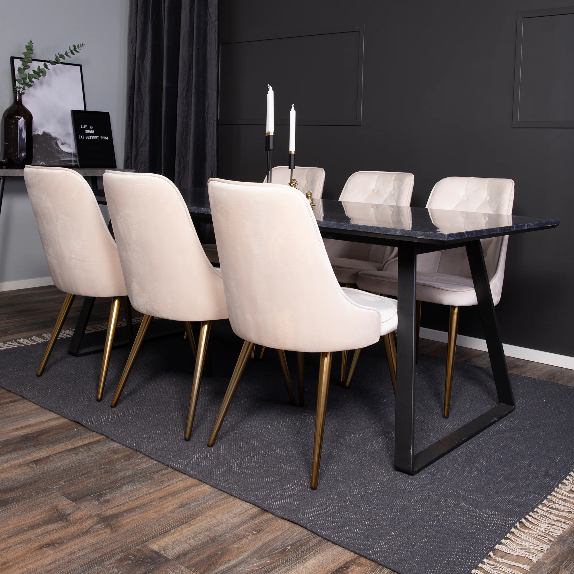 Svart/Beige/Mässing