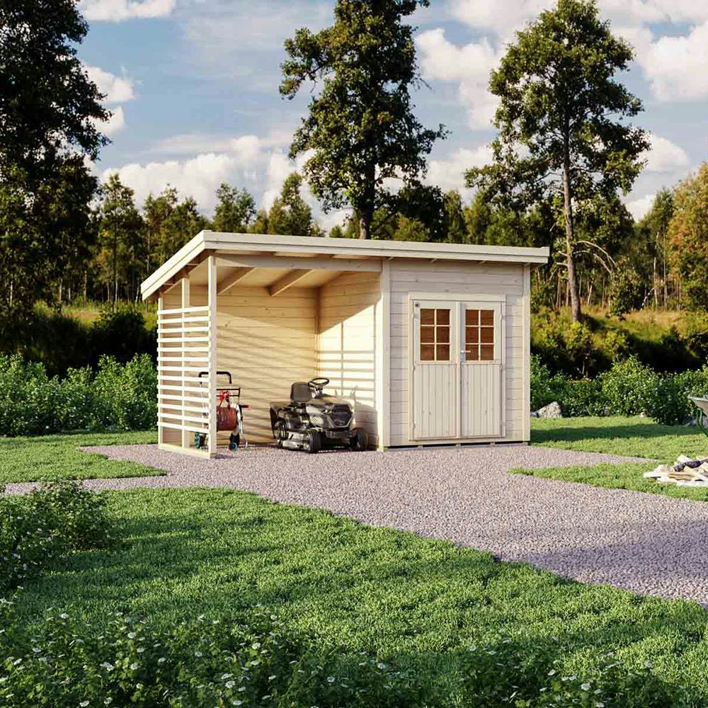 Förråd Luoman Lillevilla Kataja 8,9 m² Friggebod Byggsats i Trä med Pulpettak