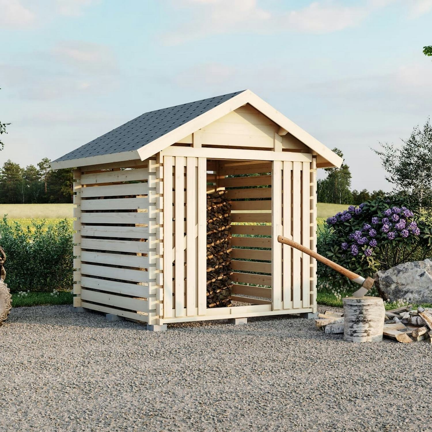 Vedbod Luoman Lillevilla Tahko 4 m² Vedförvaring med Sadeltak i Lösvirke