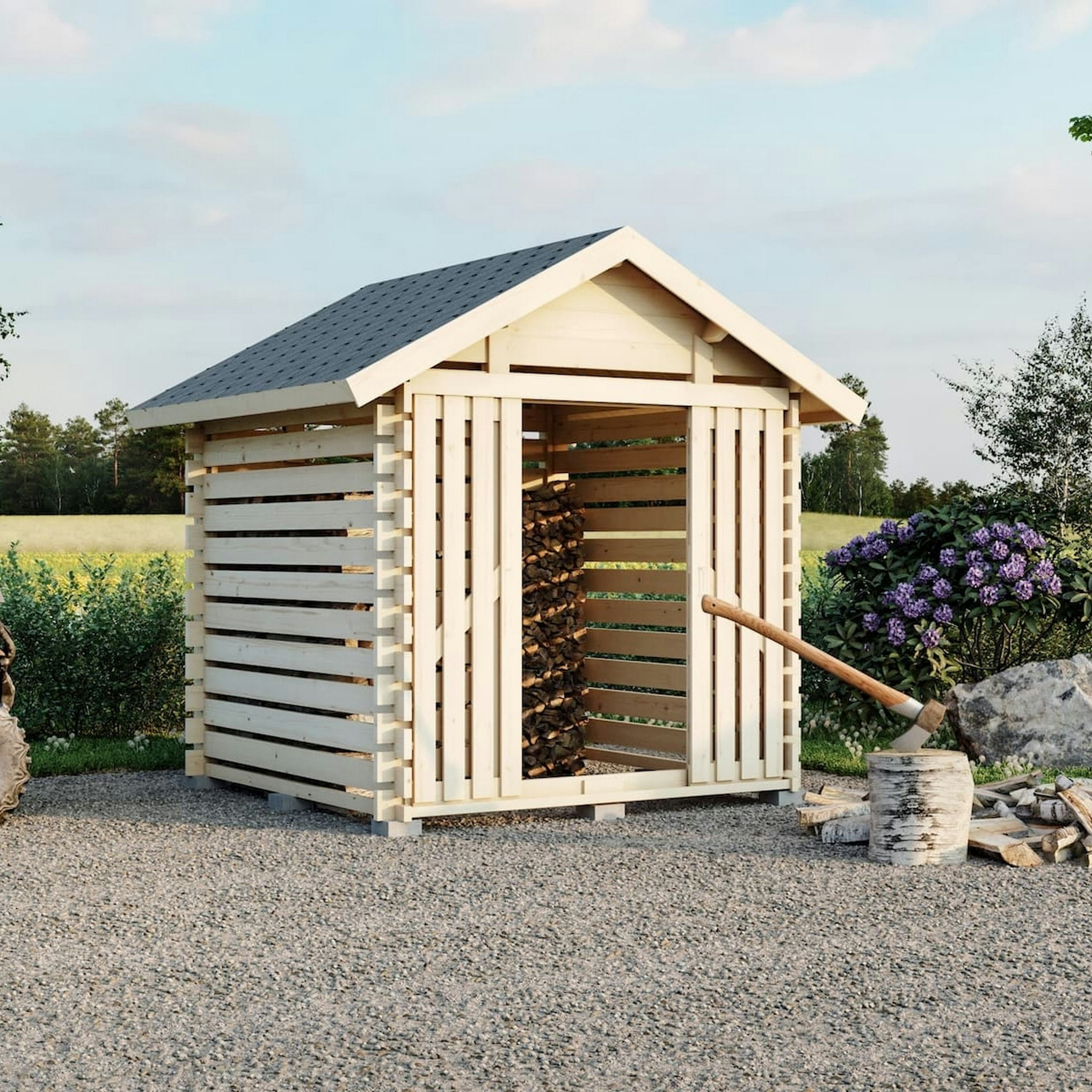Vedbod Luoman Lillevilla Tahko 4 m² Vedförvaring med Sadeltak i Lösvirke