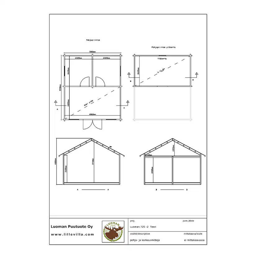 Attefallshus Luoman Lillevilla Teeri 28,5 m² Komplett Stuga med Sadeltak