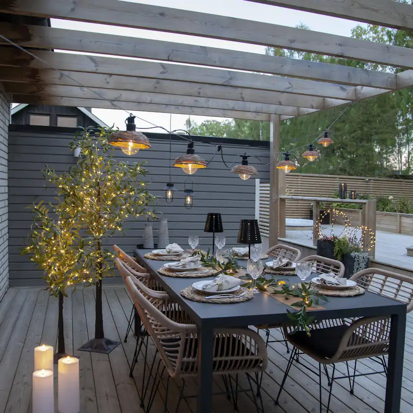 Ljusslinga Star Trading Cesta LightLV 6L Utebelysning Svart/Brun 3,5m