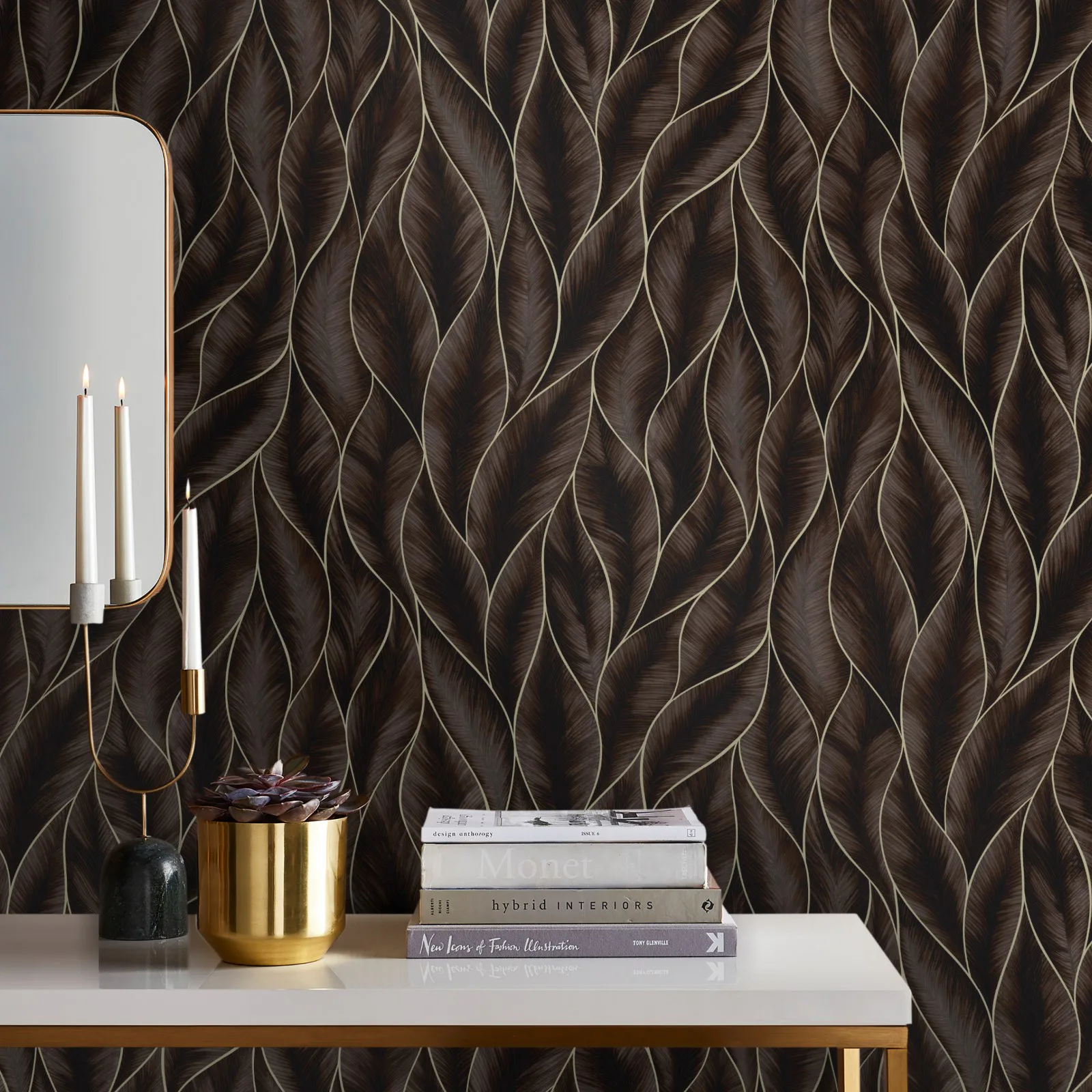 Tapet WOW Subtle Leaves Brons