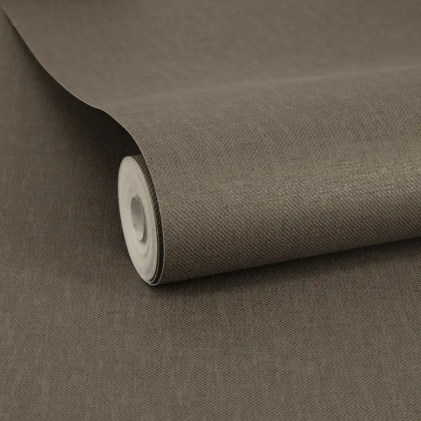 Tapet WOW Linne Glänsande Enfärgad Brun 10125464